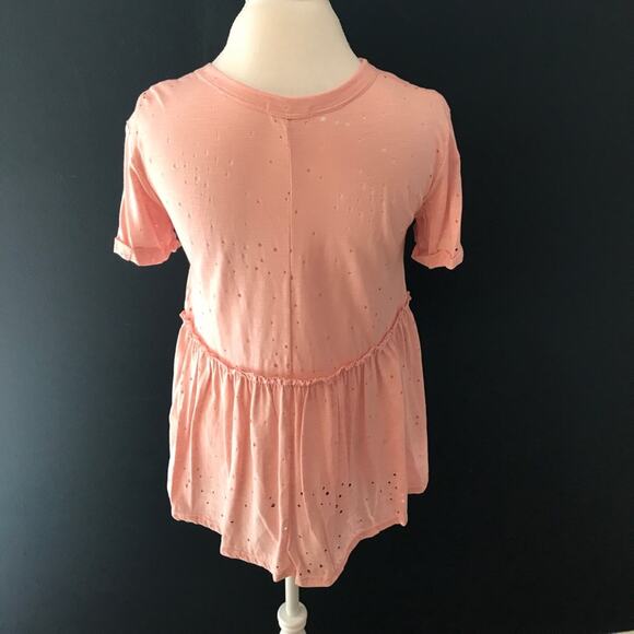 Babydoll Distressed Top Short Sleeve Pink [LAST 2] - Picture 5 of 7